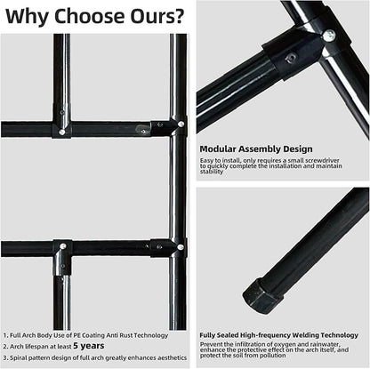 Flat Top Garden Arch Arbor Trellis, 11.81FT x 9.02FT Metal Pergola for Climbing Plants, Galvanized Steel Pipe with Plastic Coating, Decorations Pergola for Garden, Backyard, Lawn(Black)