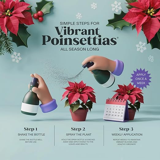 Gardenera Premium Holiday Plant Food Mist - 3-1-2 Liquid Fertilizer Spray for Poinsettias, Christmas Flowers, and Greenery - 8oz