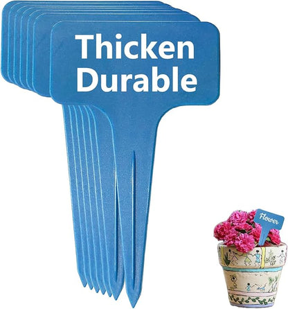 Blue Thick Plant Garden Labels, Plastic T-Type Nursery Markers Tags(100 Pcs)