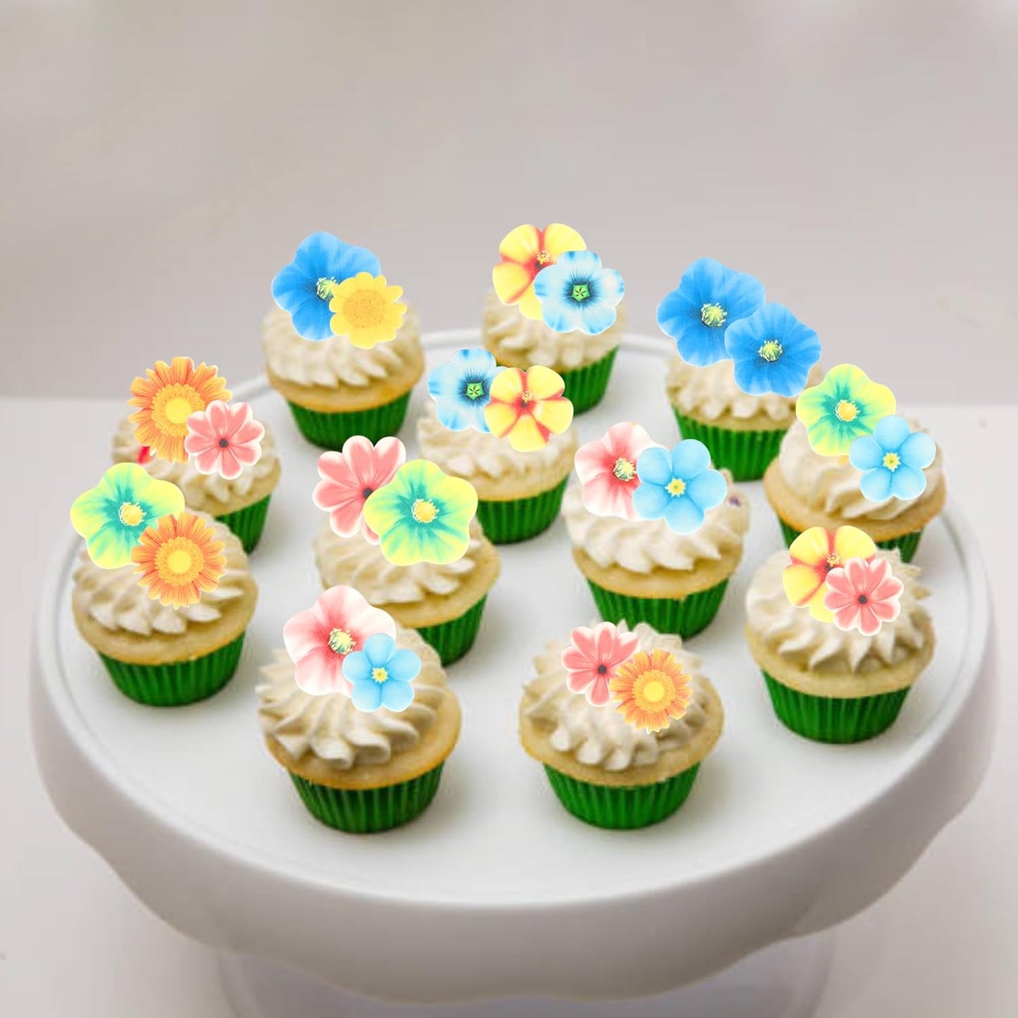 80 PCS Edible Flowers Cake Decorations Edible Daisy Cupcake Toppers Sunflower Cupcake Decoration Flower Birthday Party Decor for Baby Shower Wedding Birthday Party Cake Food Decorations Supplies