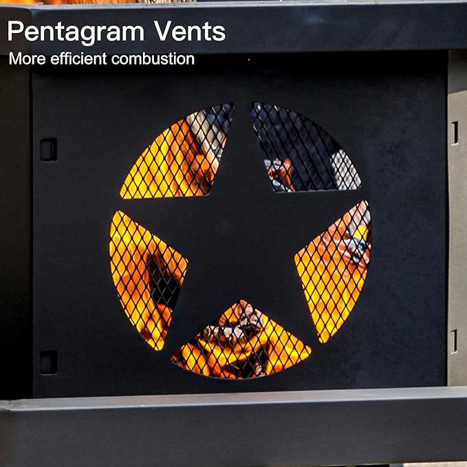 32 inch Fire Pit for Outside, Heavy Duty Wood Burning Fire Pits with Fire Poker, Outdoor Octagonal Firepit for Camping, Yard, Patio