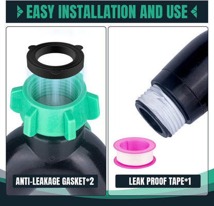 2 Pack Garden Hose Splitter 2 Ways Water Hose Splitter Heavy Duty Plastic 3/4" Hose Y Splitter Outdoor Faucet Splitter with Leak Proof Tape and 4 Extra Rubber Gaskets