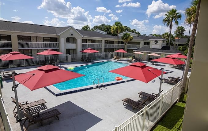 PURPLE LEAF Patio Umbrella 10ft Outdoor Square Umbrella Large Cantilever Umbrella Windproof Offset Heavy Duty Sun for Garden Deck Pool Patio, Terra