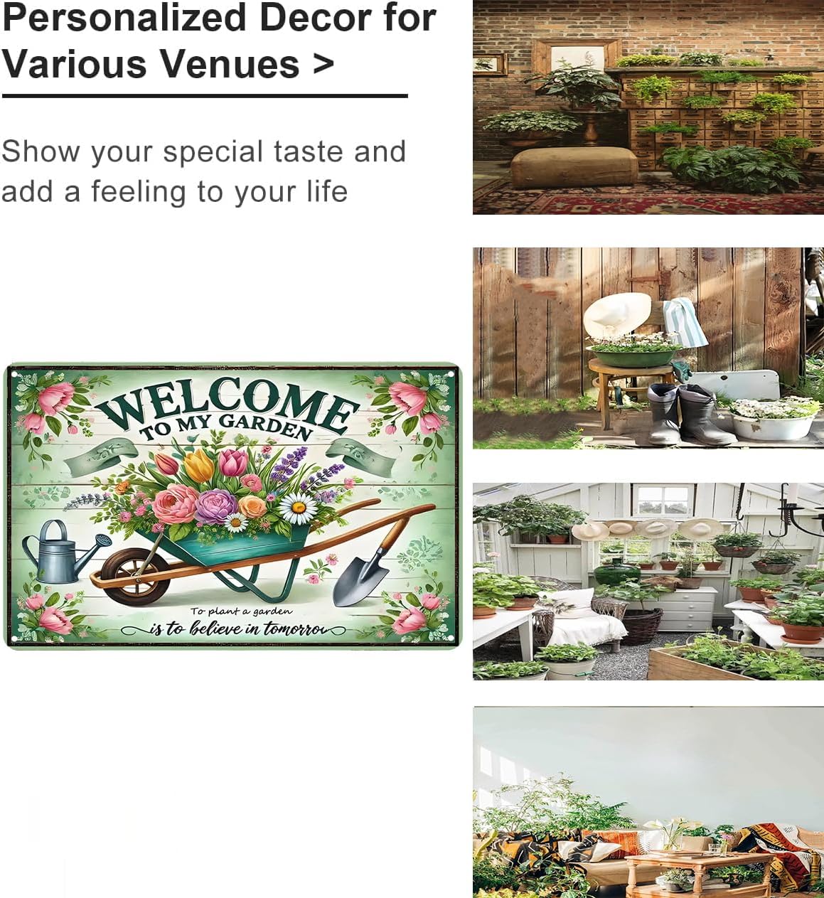 Bestylez Gardening Gifts Vintage Gardening Signs Welcome to My Garden Tin Sign for Home Garden Greenhouse Living Room Bedroom Yard Cottage Outdoor Decor 8X12 Inch (3357)
