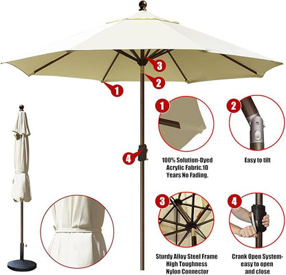 EliteShade USA 10-Year-Non-Fading 10Ft Market Umbrella Patio Umbrella Outdoor Table Umbrella with Ventilation, Natural
