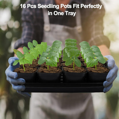 80Pcs 2.5inch Square Nursery Pots with 5Pcs Seed Starting Trays, Seed Starter Tray Kit, Seeds Starting Germination, Seeding Pots with Drain Holes, Small Plant Nursery Propagation