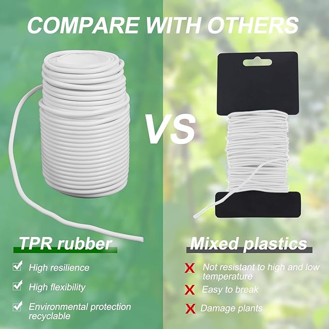 Decoroca Soft Plant Ties for Support - 65.6' Reusable Waterproof Plant Wire, Garden Twist, Office Organization and Decoration Binding（2pcs/White）