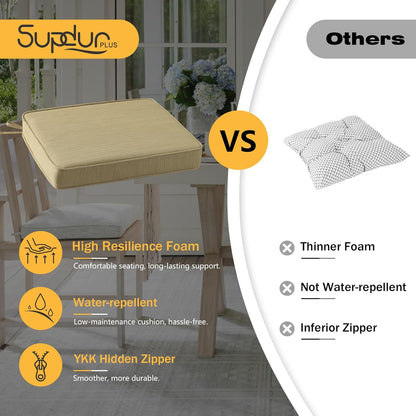 Outdoor Square Corner Seat Cushion, 18.5"x16"x3", Set of 4, Non Slip Seat Cushion Pads with Removable Cover for Patio Furniture, Garden Yard Lawn, Warm Taupe