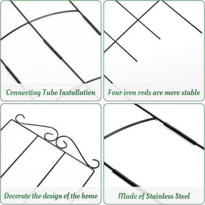 4 Pack 32'' Plant Trellis Indoor - Metal Trellis for Climbing Plants Indoor, Garden Trellis for Climbing Plants Outdoor Houseplants Flowers Vine Ivy, Rectangular Shape, Black