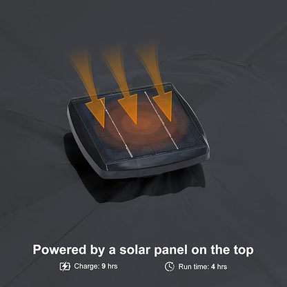 PURPLE LEAF 10 Feet Patio Umbrella Outdoor Cantilever Solar Powered LED Swivel Square Umbrella Aluminum Offset Umbrella with 360-degree Rotation for Garden Deck Pool Patio, Grey