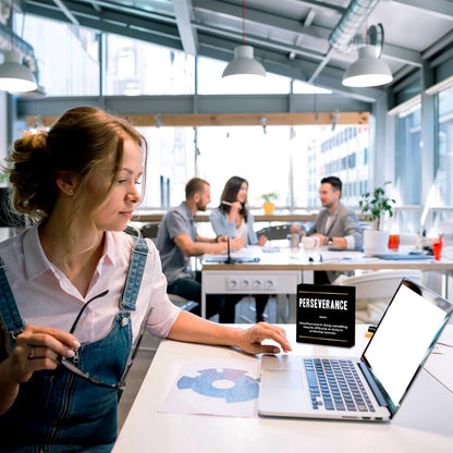 Perseverance Noun Entrepreneur Black Wooden Box Sign, Inspirational Office Decor Decorative Table Shelf Desk Decor, Rustic Workplace Farmhouse Home Counter Office Decorations Desk Accessories