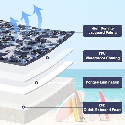 Favoyard Outdoor Chair Cushion 24 x 24 x 4 In Waterproof Pattern Fade Resistant Cushions for Patio Furniture with Removable Cover Attach Straps 28D Foam Insert Cushions Pads for Seat Sofa Couch 2 Pack