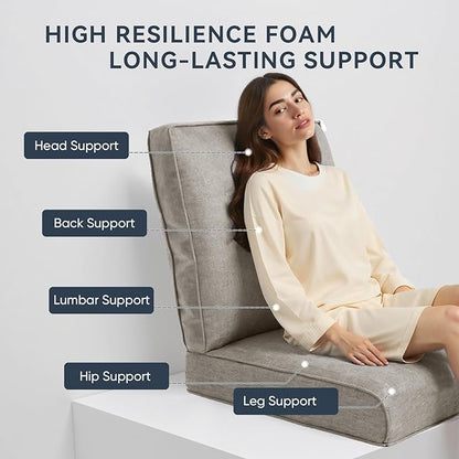 Patio Chair Cushions 5 Packs - Outside 22x24 High Back Water-Resistant Cushion with Zipper Cover for Outdoor Glider Rocking Chairs Loveseat 3-seat Couch Sofa – Beige/Regular