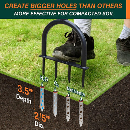 Colwelt Lawn Aerator Tool 38inch, Heavy Duty Grass Spike Aerator for Compacted Soil Aeration, Manual Lawn Air Aerators Tool with,Wide Foot Plate, Rugged Steel Spikes 3.5’’ in Length, 2/5’’ in Dia.