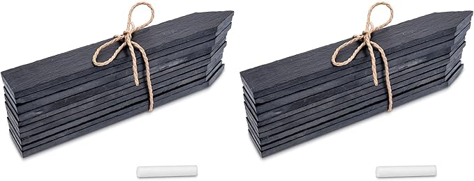 Navaris Slate Garden Labels - 10 Natural Slate Plant Labels for Outdoor Plants, Plant Name Sticks, Herb Labels for Garden - Greenhouse Accessories (Pack of 2)