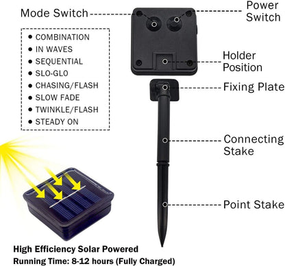 2 Pack 200 LED Solar String Lights, 85.2ft 8 Modes Solar String Lights for Outside, Waterproof and Solar Powered Outdoor String Lights for Holiday Christmas Yard Garden Tree Wedding Party (Warm White)