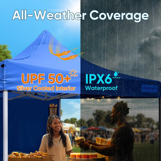 Quictent 10x10 Heavy Duty Pop Up Canopy Tent- Easy up Outdoor Commercial Canopies, Waterproof, 11ft Interior Height, Easy Setup, Includes Sand Weight Bags and Wheeled Carry Bag