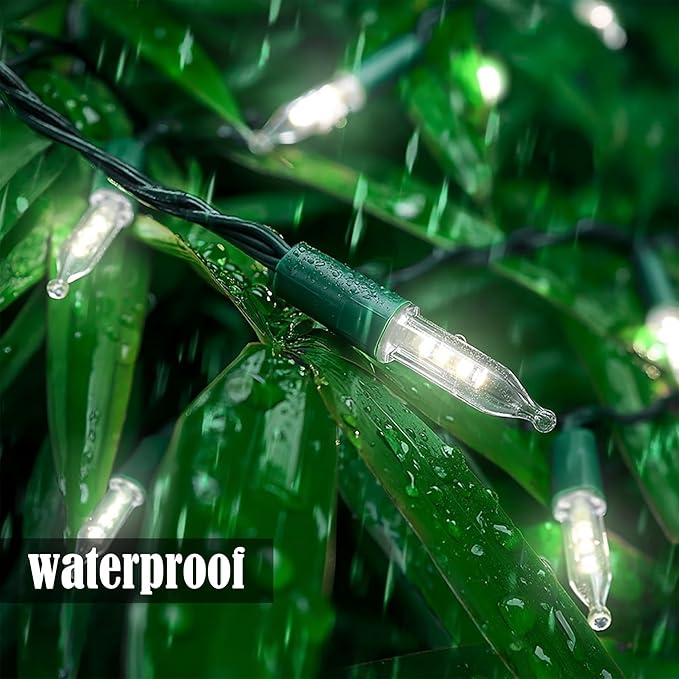 Dazzle Bright Battery Operated Christmas Lights, 2 Pack Total 32FT 100LED Clear Mini String Lights Waterproof with 8 Modes for Xmas Indoor Outdoor Yard Holiday Wedding Decorations (White)