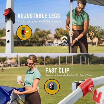 CROWN SHADES 8x8 Pop Up Canopy, Patented Center Lock One Push Instant Popup Outdoor Canopy Tent, Newly Designed Storage Bag, 8 Stakes, 4 Ropes, Silver-Coated Navy Blue