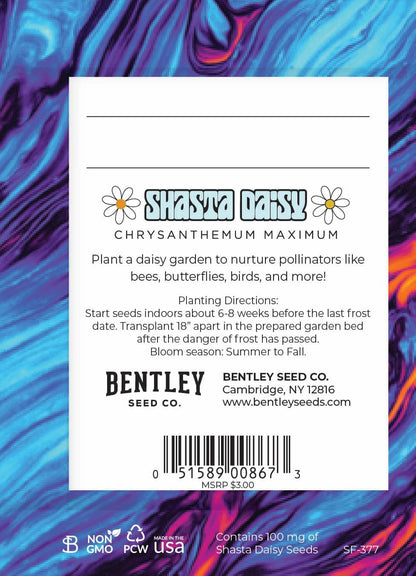 25 Earth Day 2025 Holiday Seed Packets (Earth Day Swirl - Shasta Daisy Seed Packets)