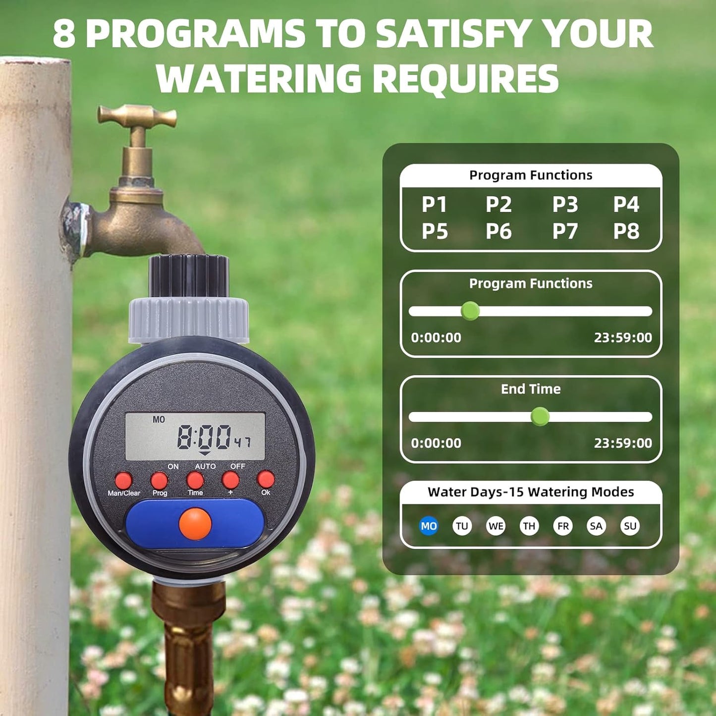 Hose Water Tap Timer Garden Irrigation System Controller Watering Computer Waterproof Red