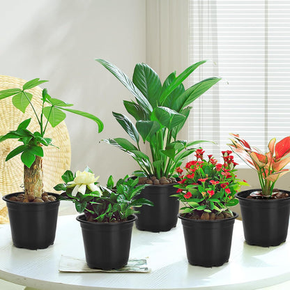 120 Packs 5 Inch Plant Nursery Pots, Plastic Seeds Starter Pots with Drainage Holes, Germination Soft Flower Plant Container for Succulents Seedling Cutting Transplanting (120, 5 Inch)