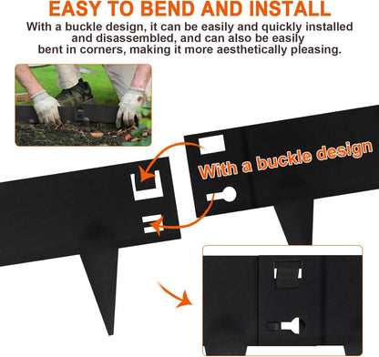 5 Pack Steel Landscape Edging,Metal Landscape Edging 40 Inch Strips, Metal Garden Edging 6 inch Depth, Steel Edging for Landscaping