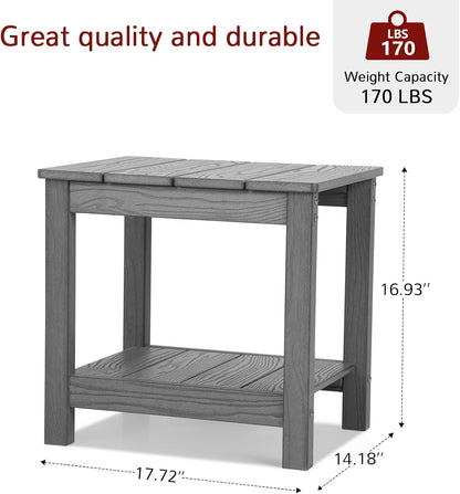 Stoog 3 Piece Patio Dining Sets, All-Weather Outdoor Chairs Set of 2 with Table, Include 2 Patio Chairs and 1 Side Table, Grey
