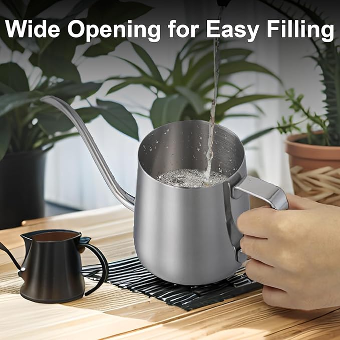 Small Watering Can for Indoor Plants, Mini Indoor Watering Can with Long Spout and Handle 12 Oz / 350 ml Rust-Proof 304 Stainless Steel Material