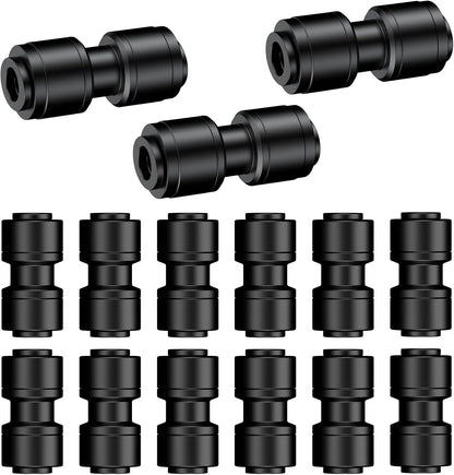 Pawfly 15 Pcs Quick Connect 1/4" Drip Irrigation Coupling Connectors for 1/4 Inch Irrigation Tubing, Anti-Leak Drip Irrigation Parts, Push-to-Fit 2-Way Coupling Fittings, Universal Straight Fittings