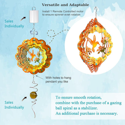 Goolyrusim Hummingbird Wind Spinner, Hummingbird Gifts for Women Mem, Humming Bird Wind Spinners Outdoor, 3D Hanging Wind Sculptures, Metal Art Yard Decoration, Garden Decor, Unique Housewarming Gift