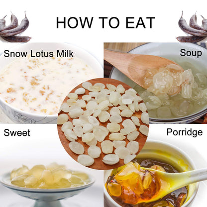 DOL Dried Snow Swallow Natural Malaysia, 100% Natural Snow Lotus Seed Gum Gleditsia Sinensis, Plant Collagen and Low Fat, Good With Peach Gum 清熱潤肺 排毒養顏 AAA級精選 野生雙莢皂角米 雪蓮子 8OZ/Bag