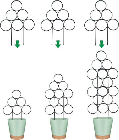 Trellis for Climbing Plants Indoor 15.7 Inch, Stackable Garden Trellis for Potted Plant Support, 3 Pack Small Houseplant Metal Wire Trellis for Vines Pothos Rose Monstera Accessories (Black)