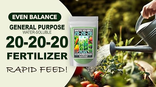 Fertilizer Commercial Grade | 20-20-20 Plus | 5 Ounces | Water Soluble Plant Food | Balanced Formula with Chelated Micronutrients | General Purpose Nutrient | Turf Lawns Shrubs Gardens Ornamentals