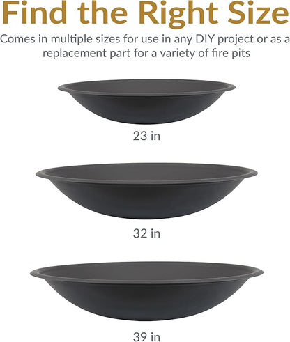 Sunnydaze Outdoor Fire Pit Bowl Replacement Insert for DIY Ring or Existing Stand - Wood-Burning Fire Bowl for Outside - 32-Inch