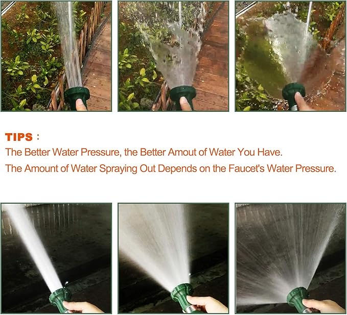 Garden Hose Nozzle Heavy Duty Metal Water Nozzle with Adjustable Watering Patterns High Pressure Hose Nozzle Sprayer, Pefect for Washing and Cleaning