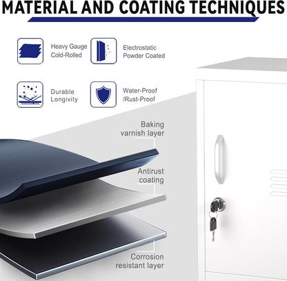 24.4" H Metal Locker Storage Cabinet with 1 Doors, Pantry with Shelves, Storage Cabinet with Adjustable Leveling Foot for Kitchen, Employees, Office, Kids Locker