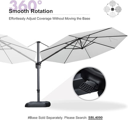 PURPLE LEAF 11 Feet Patio Umbrella Outdoor Cantilever Round Umbrella Aluminum Offset Umbrella with 360-degree Rotation for Garden Deck Pool Patio White