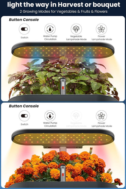 inbloom 12 Pods Hydroponics Growing System Kit, Herb Garden Planter Indoor Kit, Indoor Gardening Hydroponics Growing System with Pods, 4.2L Water Pump, Height Adjustable, Gifts for Woman, Black