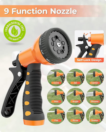 Ayleid Retractable Garden Hose Reel,1/2 in x 130 ft Wall Mounted Hose Reel, with 9- Function Sprayer Nozzle, Any Length Lock/Slow Return System/Wall Mounted/180°Swivel Bracket (Black)