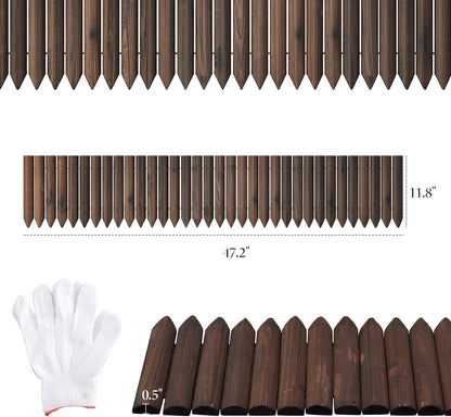 Wood Garden Edging Border Garden Fence Decorative Landscape Border Edging Planting Tree Fence Yard Patio Path Edging Landscape Edging Flower Bed Fences-11.8" H x 47.2" L (3PACK 12FT Total Length)