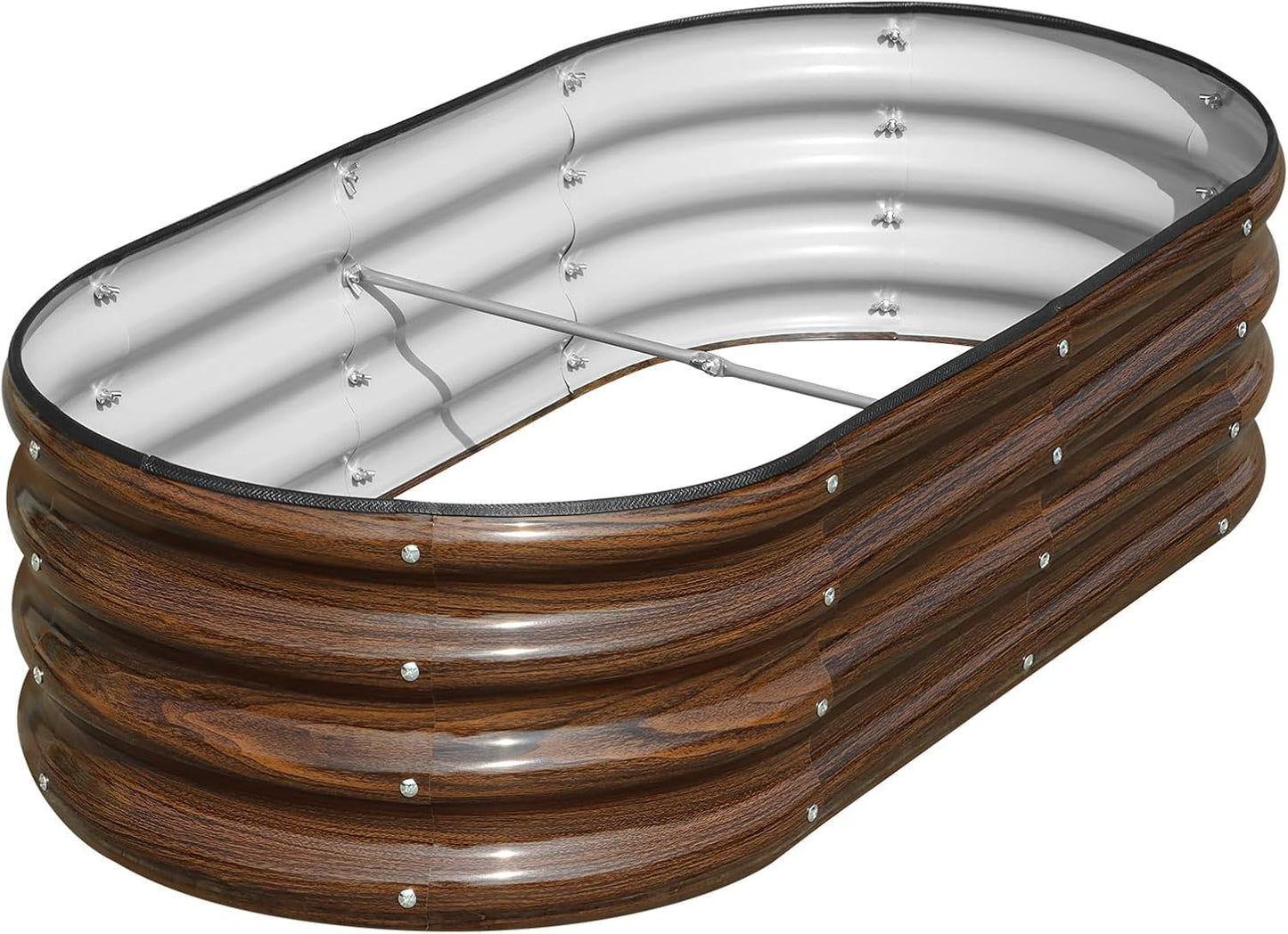 SnugNiture Galvanized Raised Garden Bed, 4x2x1ft Oval Metal Planter Box for Planting Outdoor Plants Vegetables