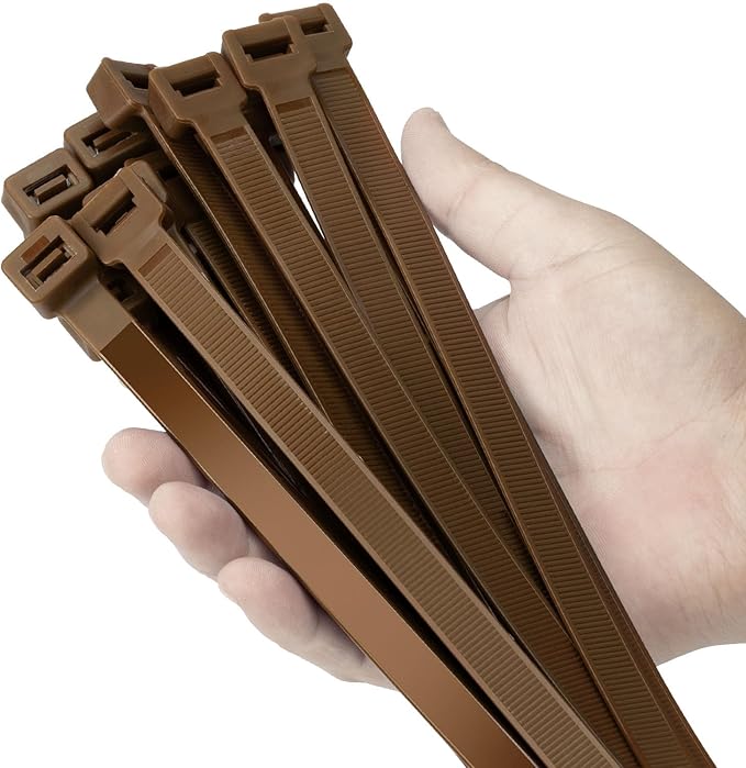 24 inch Brown Zip Ties Heavy Duty 50 PACK, 250 LBS Ultra Exclusive Strong Plastic Wire Ties, Large Cable Ties Extra Long Tie Wraps, Indoor and Outdoor UV Resistant