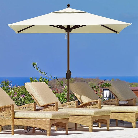 EliteShade USA 10-Year-Non-Fading 6x6Ft Square Market Umbrella Patio Outdoor Table Umbrella with Ventilation, Natural