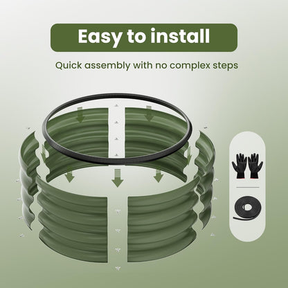 ZXZYHFTY Round Galvanized Raised Garden Bed kit,Green Outdoor Garden Raised Planter Box, Round Large Metal Raised Garden Beds for Vegetable 2 * 2 * 1ft 2 Pcs