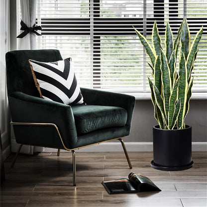 Plant Pots 10 Inch Ceramic Planter with Drainage Hole and Saucer, Matte Black Modern Cylinder Planter Pot for Indoor Outdoor Plants Flowers, Full Glazed Finish