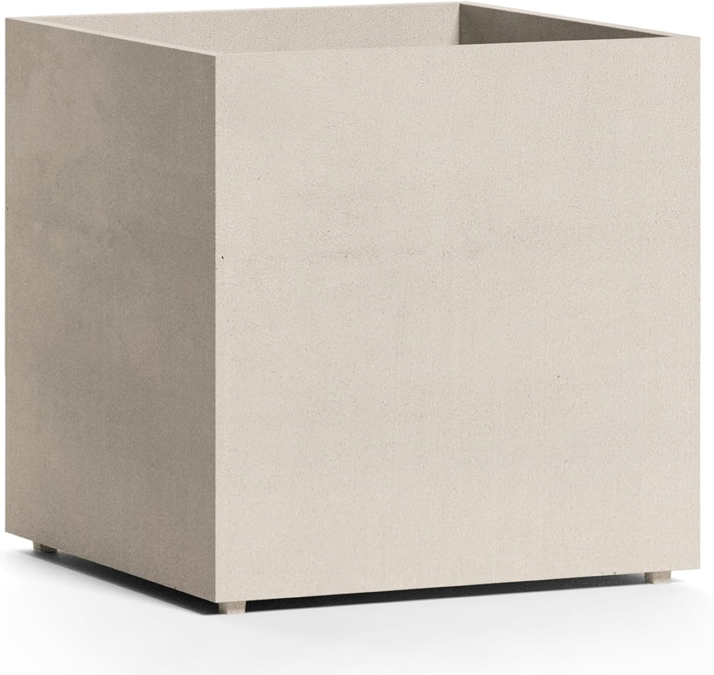 Reglito Cube Planter – Fiberglass Indoor/Outdoor and Weather-Resistant Large Planter (Sand Stone, 23.6" L x 23.6" W x 24.2" H)
