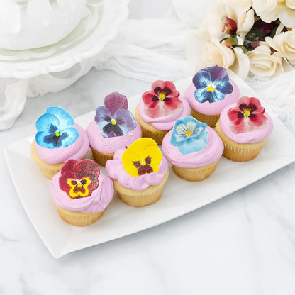 Ephlyn 60Pcs Wafer Paper Flower Cupcake Toppers Spring Bridal Engagement Baby Shower Birthday Party Cupcake Picks Anniversary Party Decorations Supplies