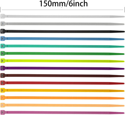 XINGO 100PCS Cable Zip Ties Heavy Duty, Premium Nylon Plastic Wire Ties with 50 Pounds Tensile Strength, Self-Locking Black Nylon Zip Ties for Indoor and Outdoor (6 inch, White)