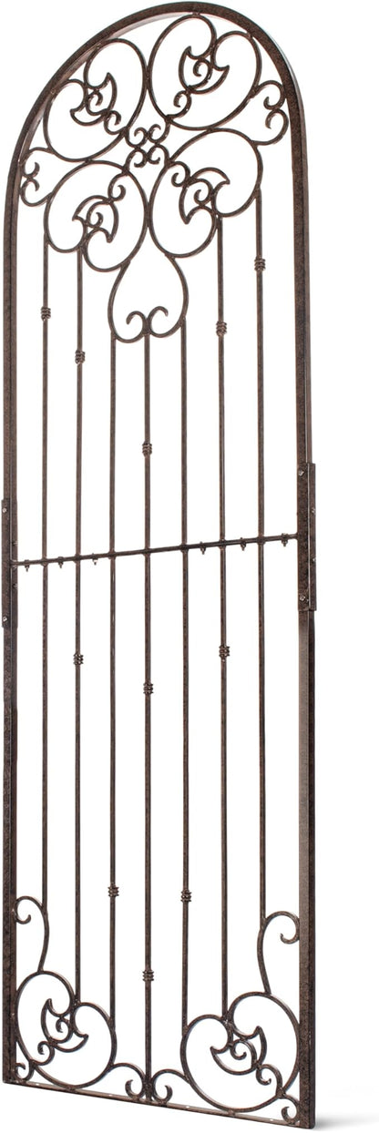 H Potter 8 Foot Tall Garden Trellis Wrought Iron Heavy Scroll Metal Decoration Lawn Patio and Wall Decor Screen for Rose Clematis Ivy Weather Resistant Patio Deck Wall Art X Large